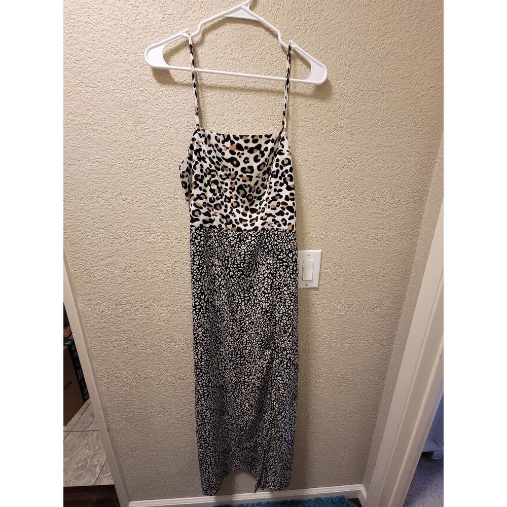 Wild Honey Mixed Print Animal Print Dress With Side Slit Size Small